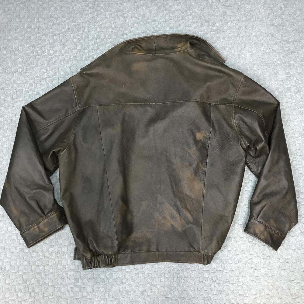Austin Clothing Co Leather Jacket Mens XL Brown Zip Bomber Pig Nappa Quilted - Picture 3 of 16